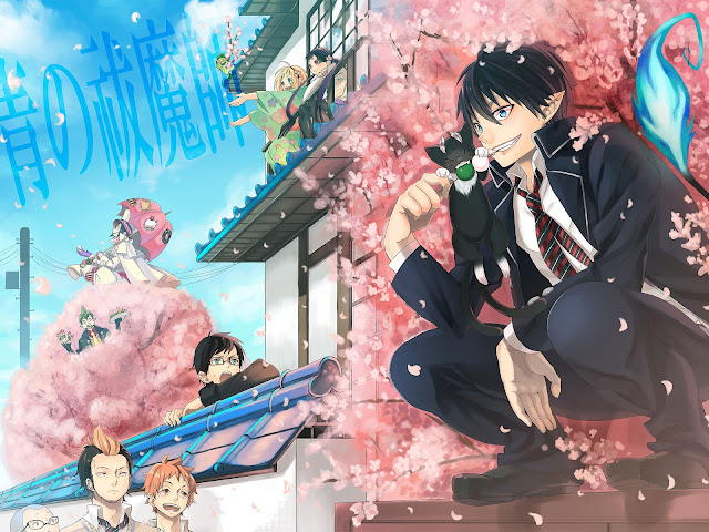   -Ao No Exorcist -Wallpaper -Rin Okumura cherry blossome haft demon  anime hd wallpaper desktop pc background 0019