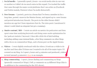 Comments on other blogs after publishing blog post