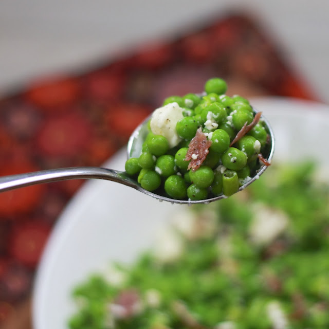 pea, feta, and prosciutto salad