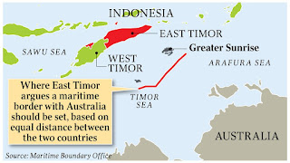 East Timor Maritime Boundary Office Map of Timor Sea claimed by East Timor against Australia