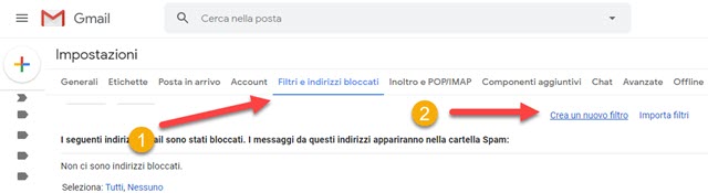 creare filtri con gmail