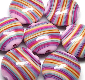 Striped Lampwork Glass Beads