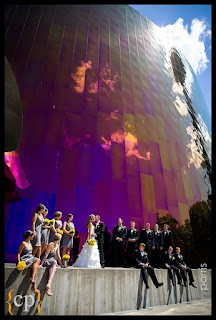 Kalani and Stephanie with their wedding party at EMP