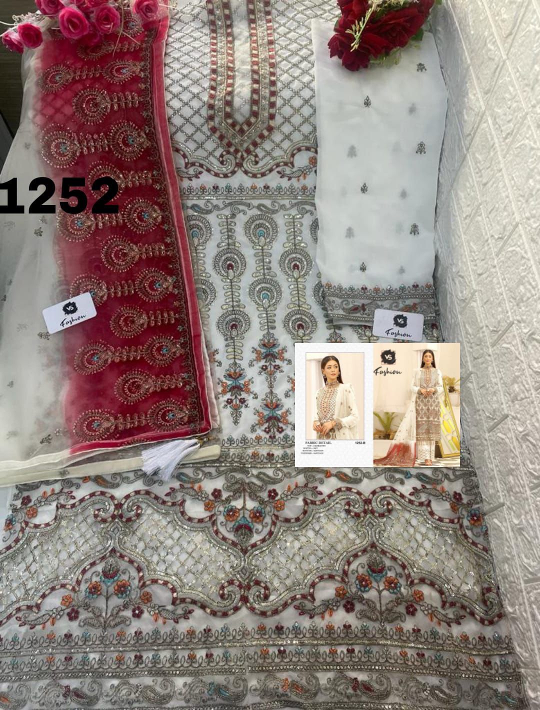 Buy Georgette Embroidery Vs 1252 Vs Fashion Pakistani Salwar