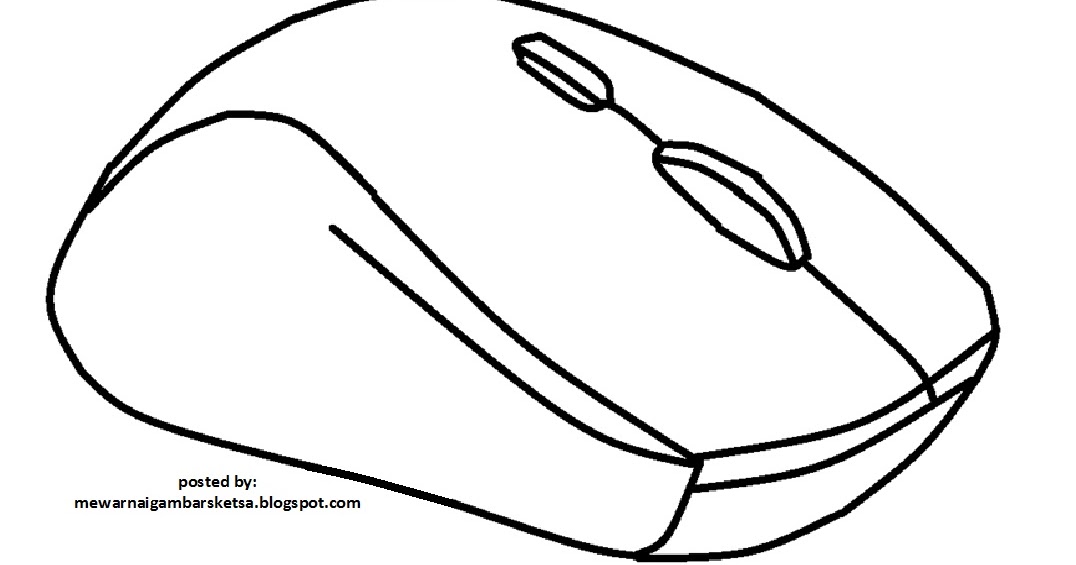 Mewarnai Gambar: Mewarnai Gambar Sketsa Mouse Komputer 3
