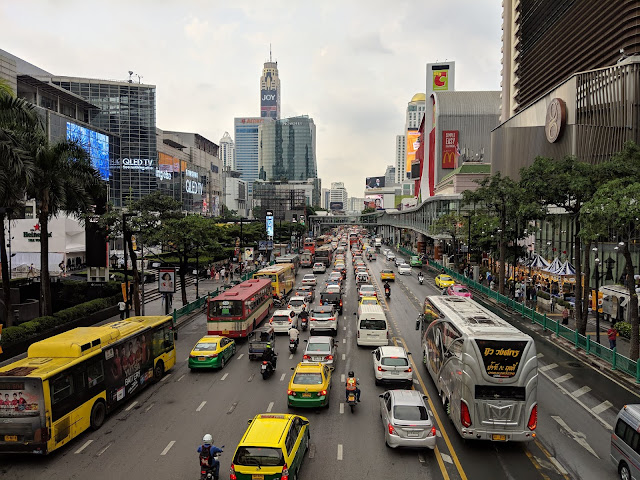 Busy Phayathai Road in Bangkok, Thailand