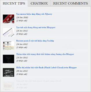 Cách tạo tab nhiều tiện ích - widget cho blogspot