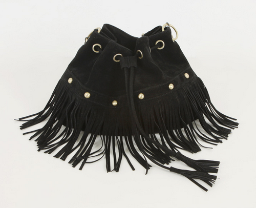 Suede Tassel Drawstring Bag