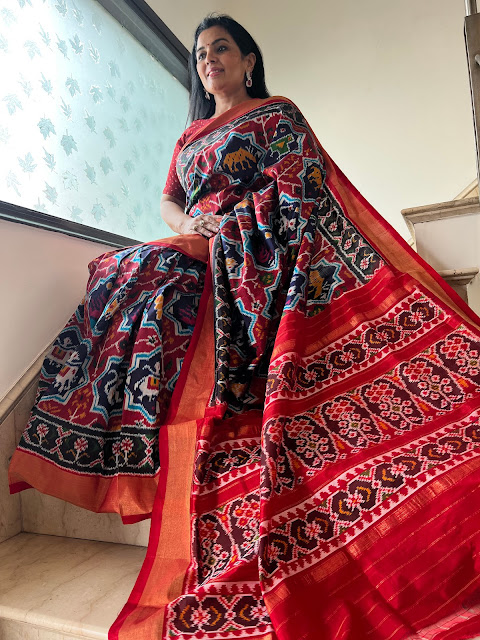 Silk Pochampally star 8 motif saree