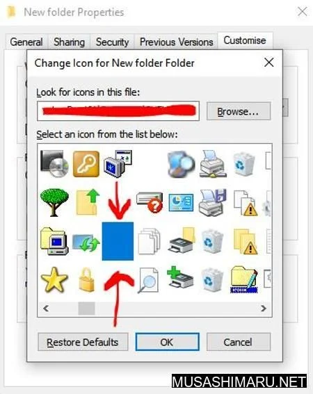 Menyembunykan file dan folder menggunakan Icon