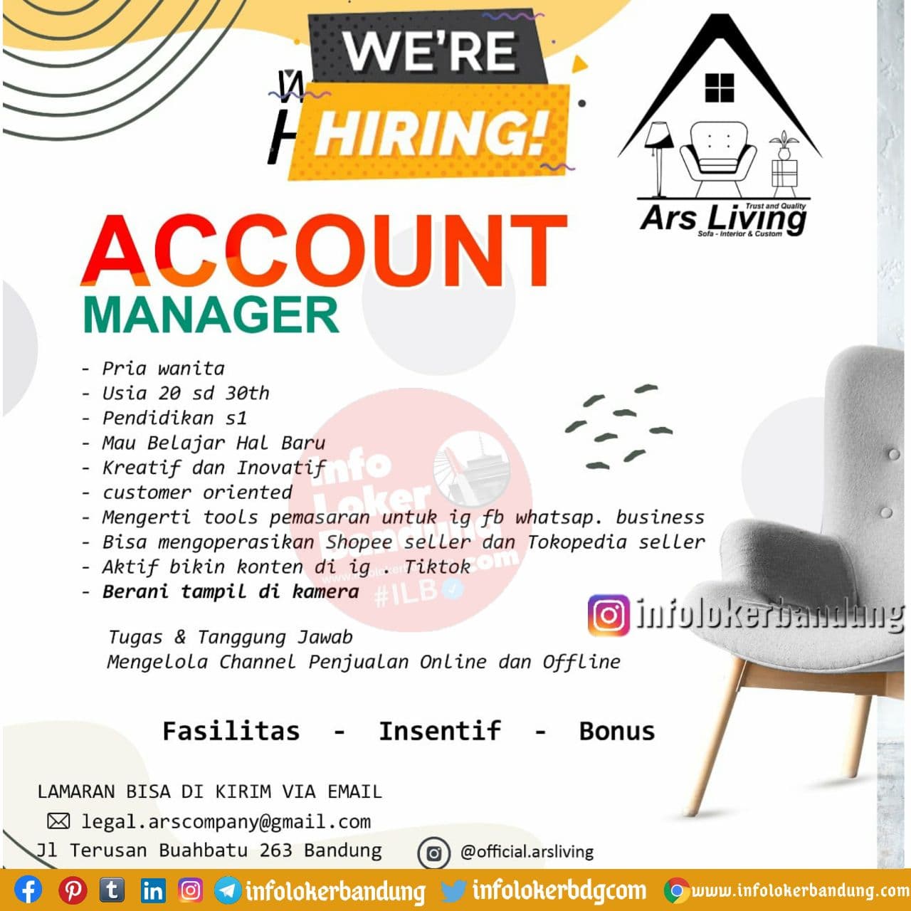 Lowongan Kerja Account Manager Ars Living Bandung November 2020
