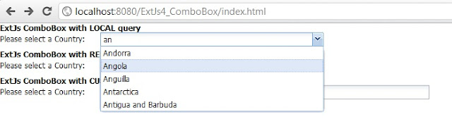 ExtJs 4 ComboBox using Java Servlet JSON object and MySQL database