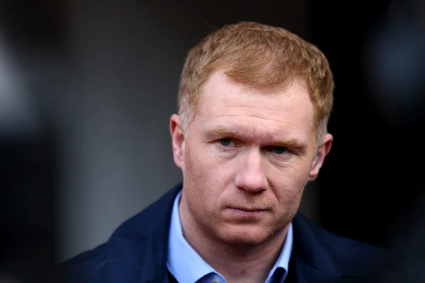 Ex Manchester United player Paul Scholes working for BT Sport prior to The Emirates FA Cup Sixth Round match between Manchester United and West Ham United at Old Trafford on March 13, 2016 in Manchester, England