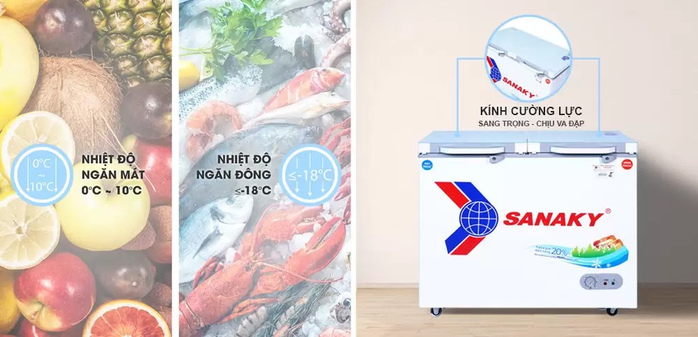 Tủ đông Sanaky VH-2599W2KD 250 lít Tủ đông Sanaky VH-2599W2KD 250 lít