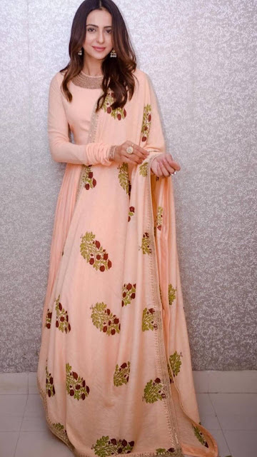 Rakul Preet Singh Beautiful HD Peach Kurta Photoshoot