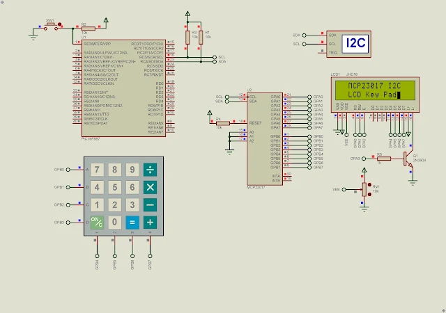 PIC16F887 MCP23017 LCD and Keypad Interfacing using XC8