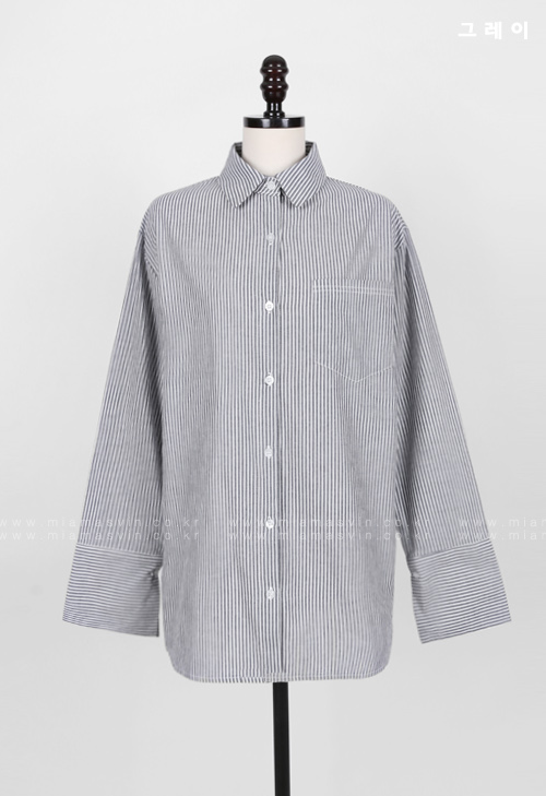  Striped Wide Cuff Shirt