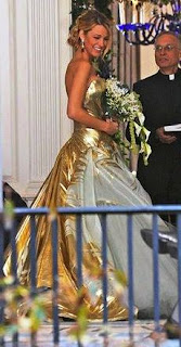 Gold wedding dress Blake Lively