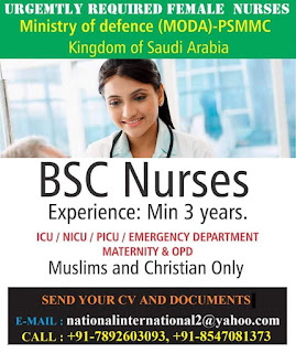 Urgent Requirements of Nurses in Saudi Arabia 