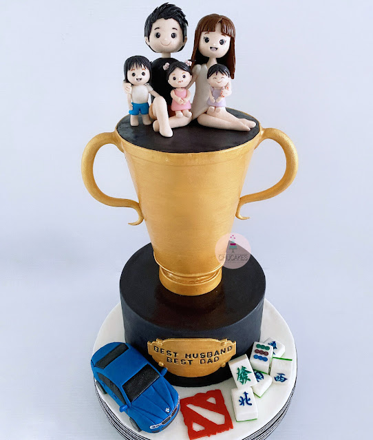 human figurine cake bmw car mahjong trophy cake singapore chucakes family cake