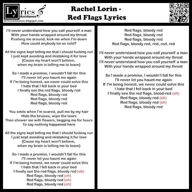 Rachel Lorin - Red Flags Lyrics | lyricsassistance.blogspot.com