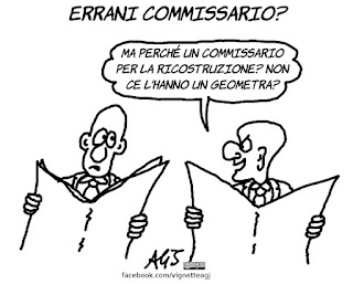 terremoto, errani, commissario, ricostruzione, satira, vignetta