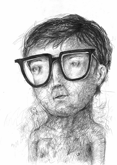 "Glasses" - Stefan Zsaitsits - 2010 | creative emotional drawings, art black and white, cool stuff, pictures, deep feelings, sad | imagenes chidas imaginativas tristes, emociones y sentimientos, depresion