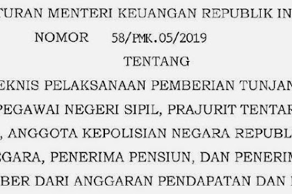 √ Pmk Nomor 58/Pmk.05/2019 Ihwal Thr Kepada Pns, Prajurit Tni, Anggota
Polri, Pejabat Negara, Akseptor Pensiun, Dan Akseptor Proteksi Yang
Bersumber Dari Apbn