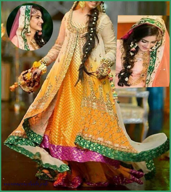 Bridal mehndi dresses new design 2016 in Pakistan