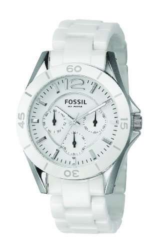 Fossil Women's CE1002 White Ceramic Bracelet White Analog Dial Multifunction Watch