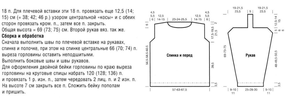 Мужской джемпер спицами узором из кос