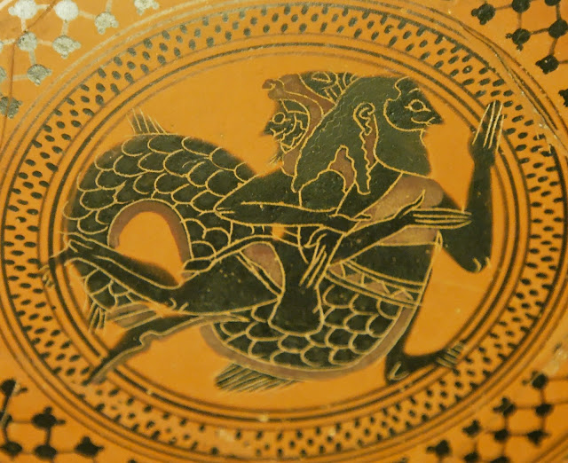 Heracles peleándose con Tritón.