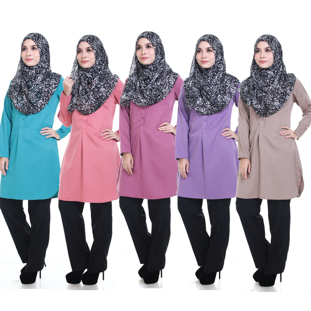  Baju  Blouse  Muslimah Plus  Size  Collar Blouses 