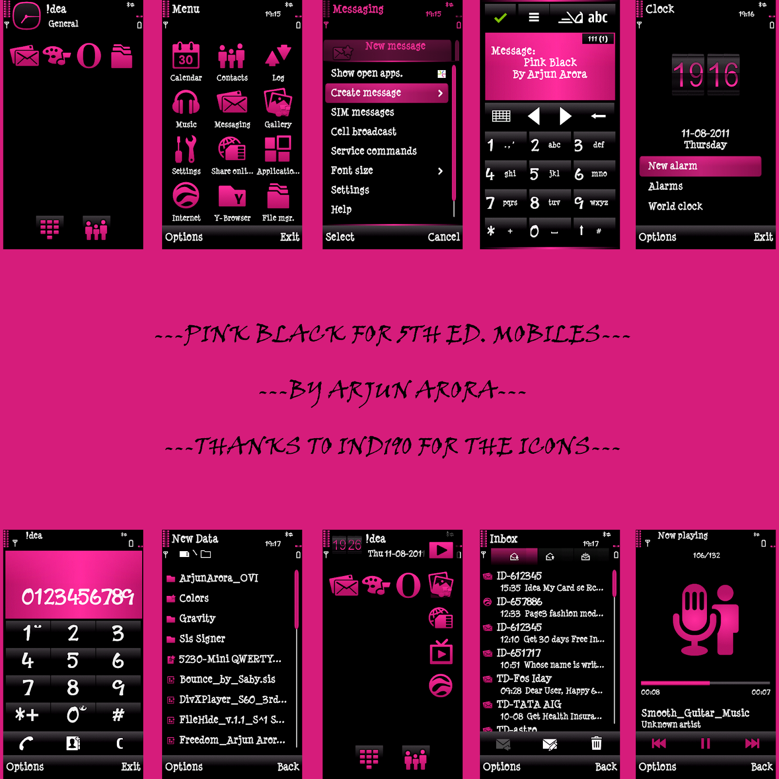 Nokia 5800 and N97 Theme #2539 - [Red & Pink] on Black By Arjun Arora