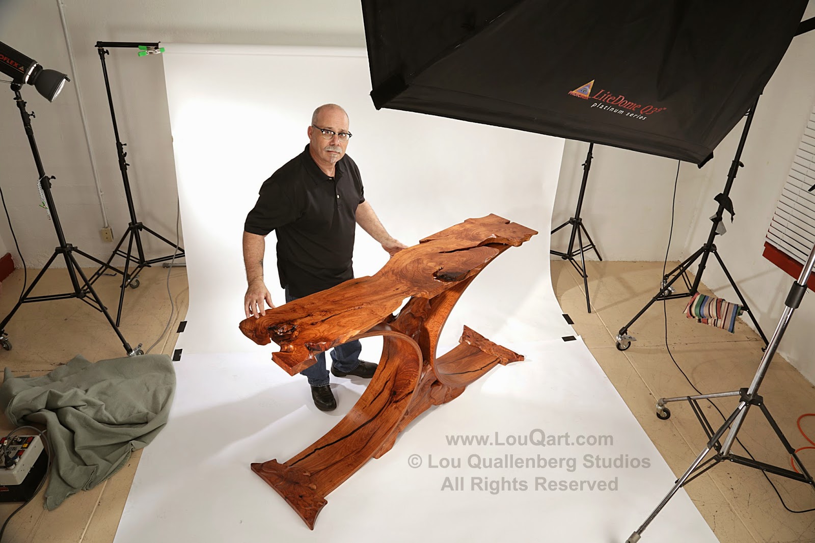 Photographing the "Walker Curve" Mesquite Entry Table with Lou Quallenberg Studios