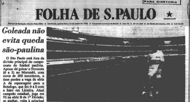 Folha de S. Paulo exibe o Rebaixado do São Paulo