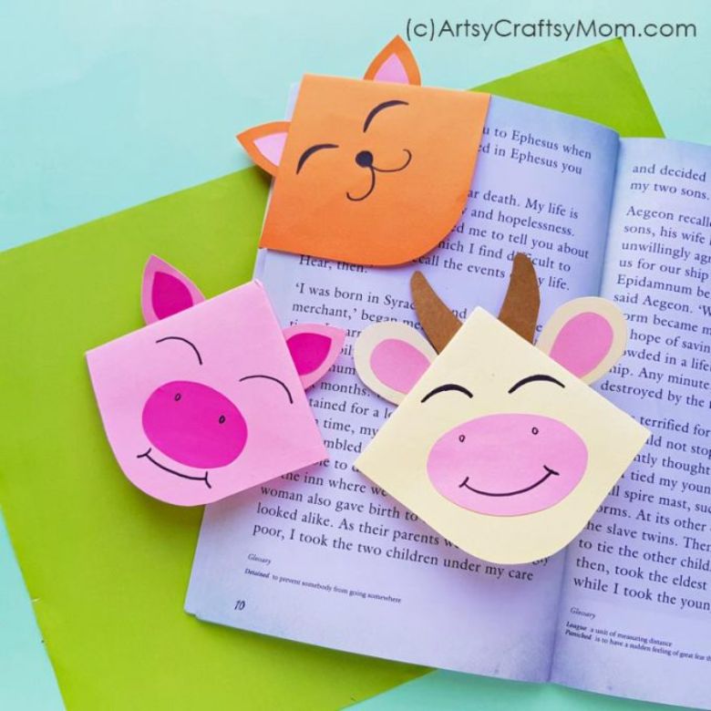 Farm animal bookmark craft for kids