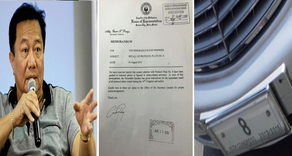 Change is coming: House Speaker Alvarez orders return of ex-congressmen’s “8” plates