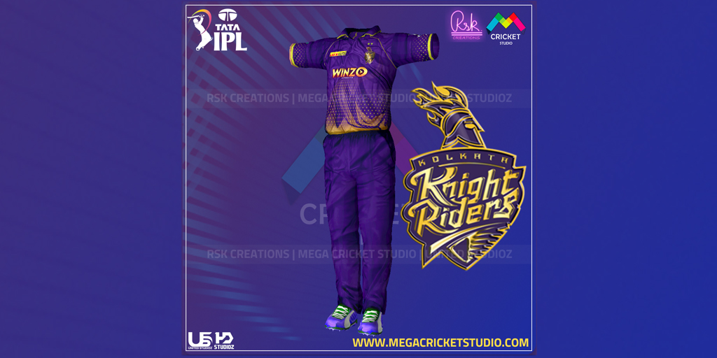 Kolkata Knight Riders 2022 HD Kit for EA Sports Cricket 07