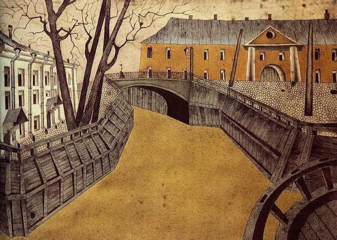 М. Шемякин - Городской пейзаж с мостом
