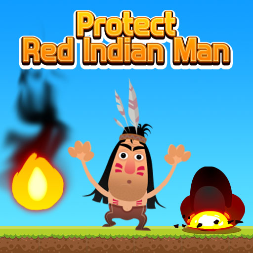 Protect Red Indian Man - Get rid of the flames falling from top to bottom