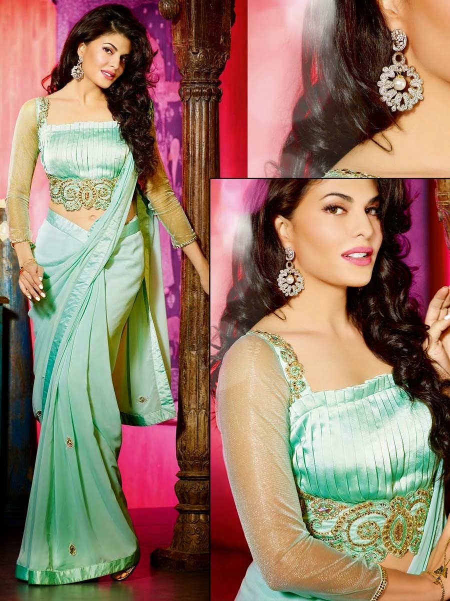 Jacqueline Fernandez In Party Wear Sarees By Lalit Khatri From