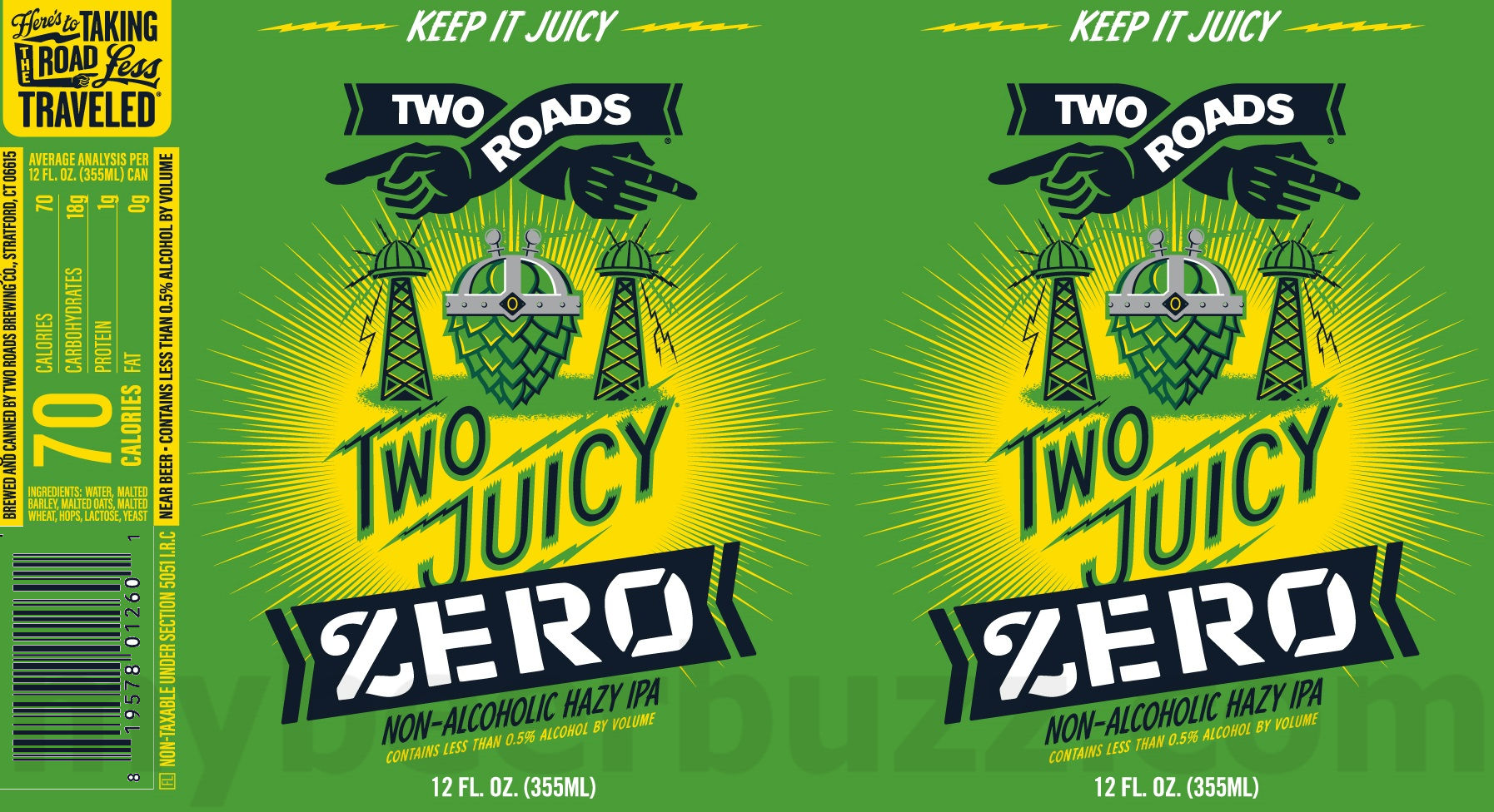 Two Roads Adding Road 2 Ruin Zero & Two Juicy Zero Non-Alcoholic Beers