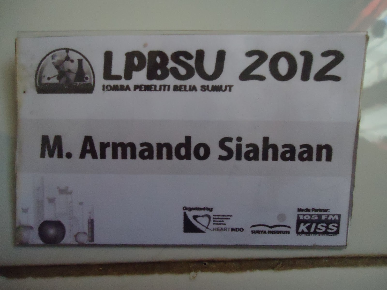 Yang ini didapat waktu ikut LPBSU Lomba Peneliti Belia Sumatera Utara Waktu itu saya setim dengan teman bernama Yanti dan Nugraha