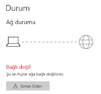 Bilgisayarınızın Ethernet kablosu takılı değil