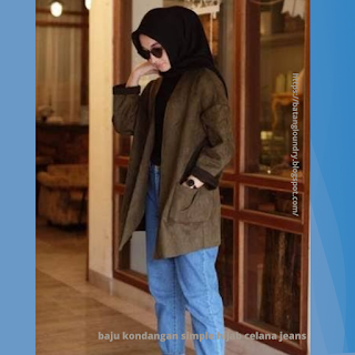 baju kondangan simple hijab celana jeans