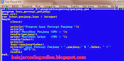 script Program Pascal Luas Persegi Panjang