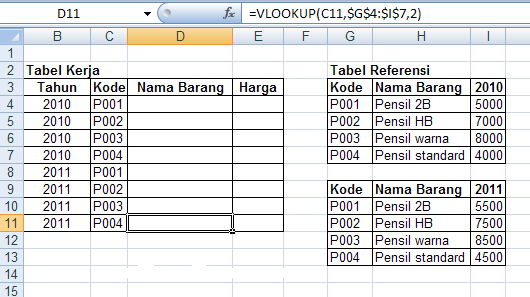 Cara menggabungkan fungsi if dan vlookup di excel 2007 