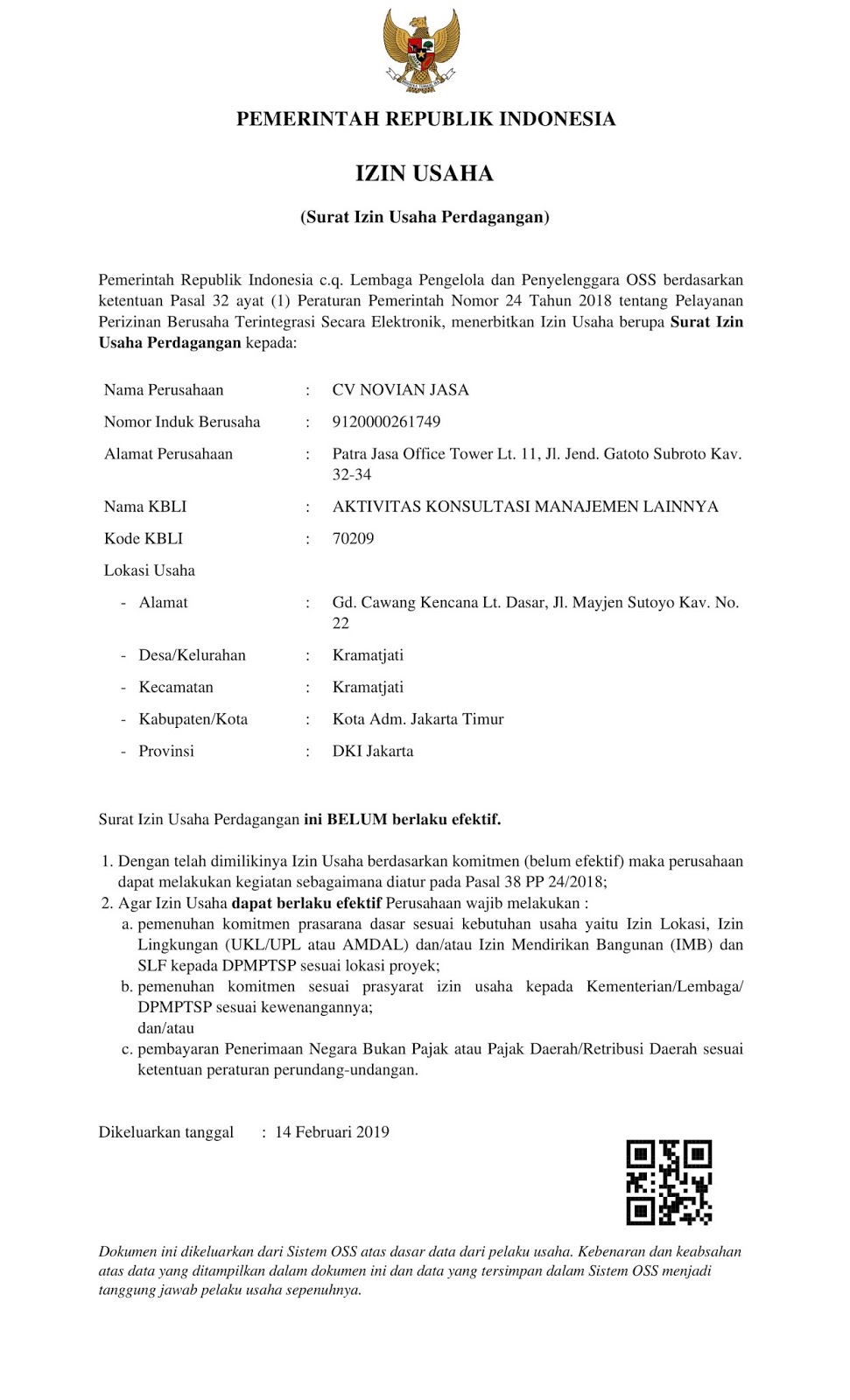 Merubah Surat  Izin  Usaha Perdagangan  ini BELUM berlaku 