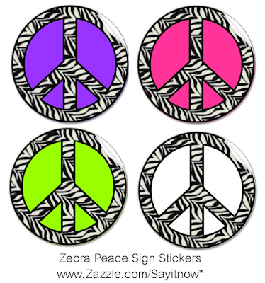 Zebra Birthday Party on Designs  Cute Zebra Print Peace Sign  Party Invitations And More